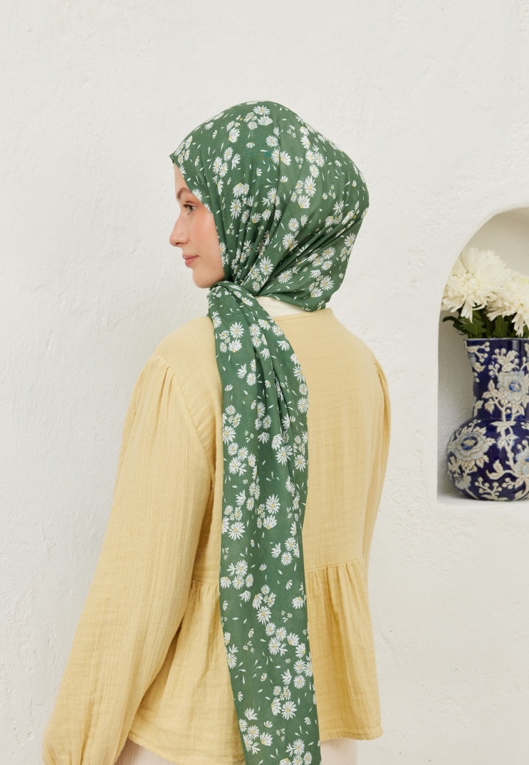 DAISY PATTERNED RAMI HIJAB GREEN