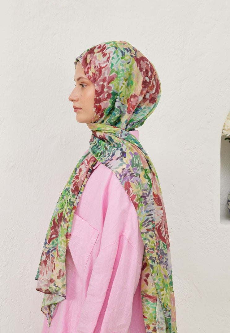 MELİNDA PATTERNED RAMI HIJAB GREEN