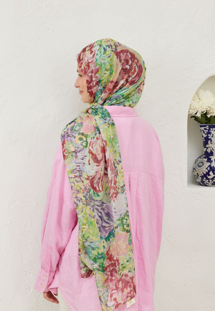 MELİNDA PATTERNED RAMI HIJAB GREEN