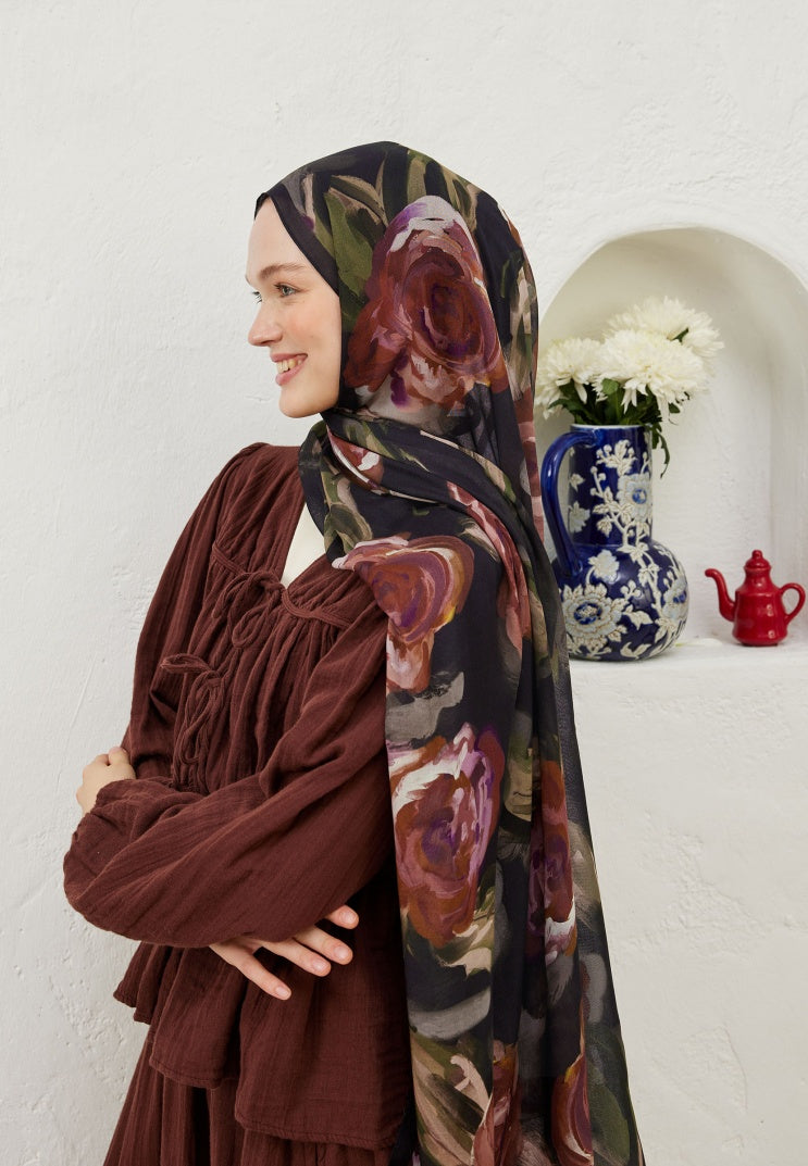 SUMMER ROSE PATTERNED RAMI HIJAB ROSE