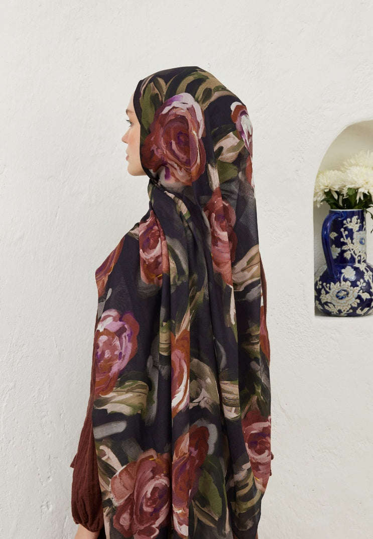 SUMMER ROSE PATTERNED RAMI HIJAB ROSE