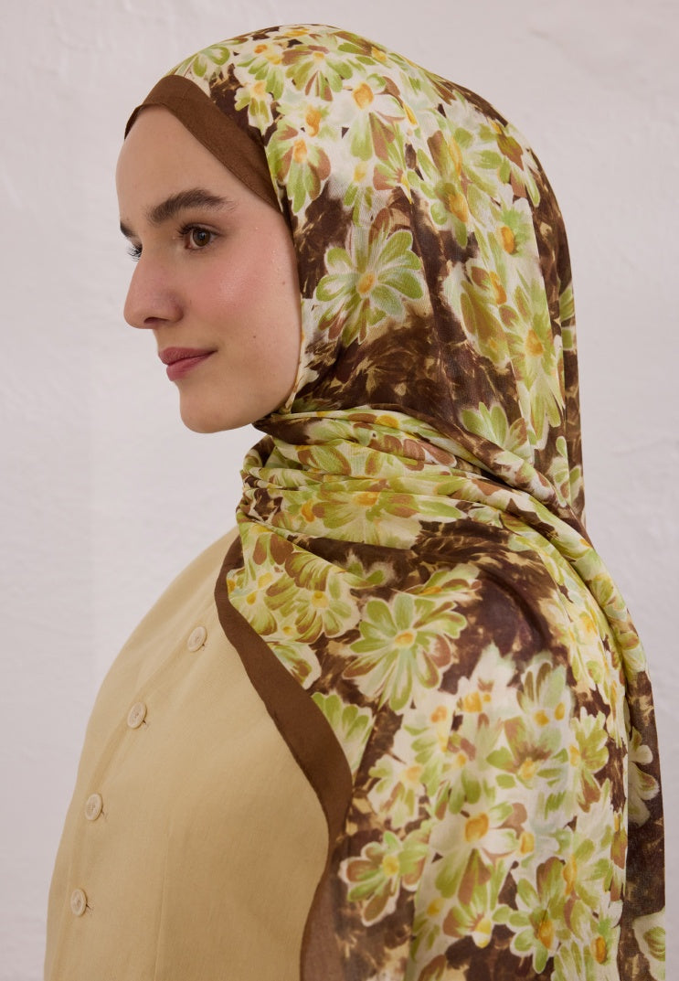 CHERRY BLOSSOM PATTERN RAMI HIJAB BROWN