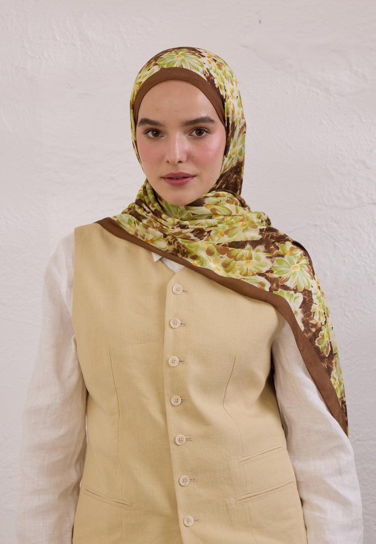 CHERRY BLOSSOM PATTERN RAMI HIJAB BROWN