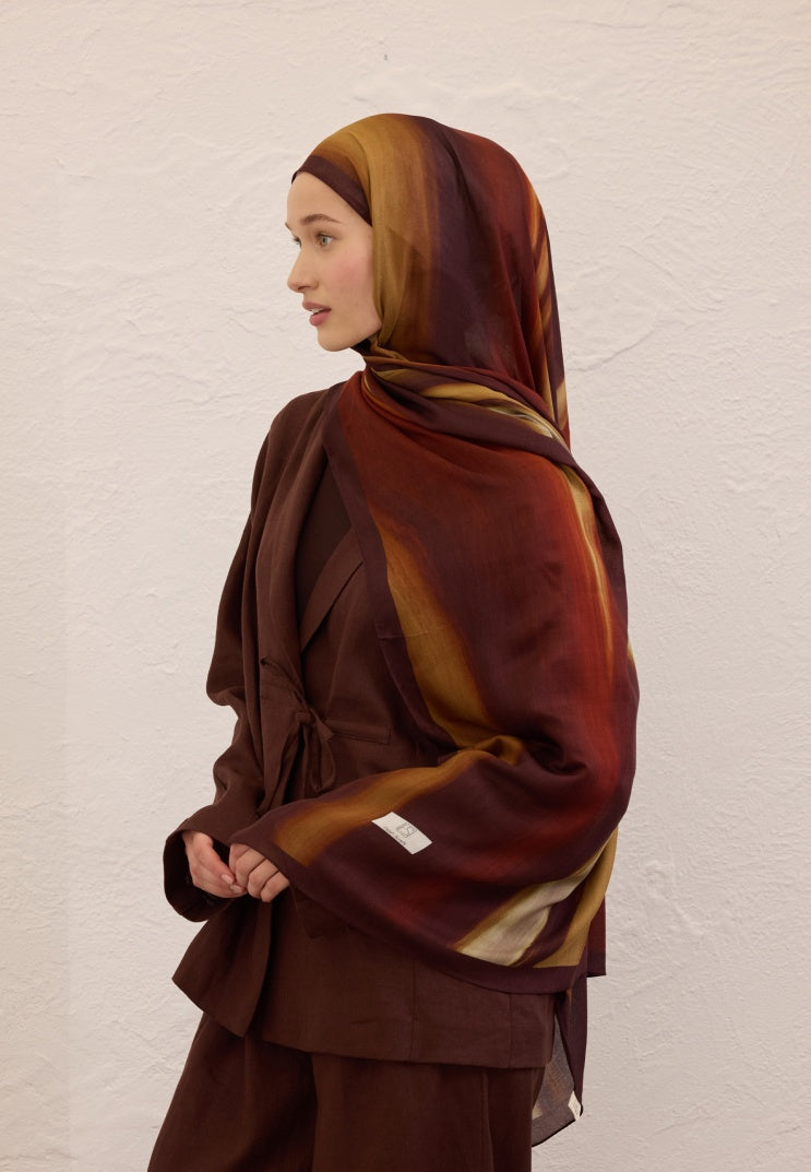 COLOR BRUSH PATTERN RAMI HIJAB BROWN