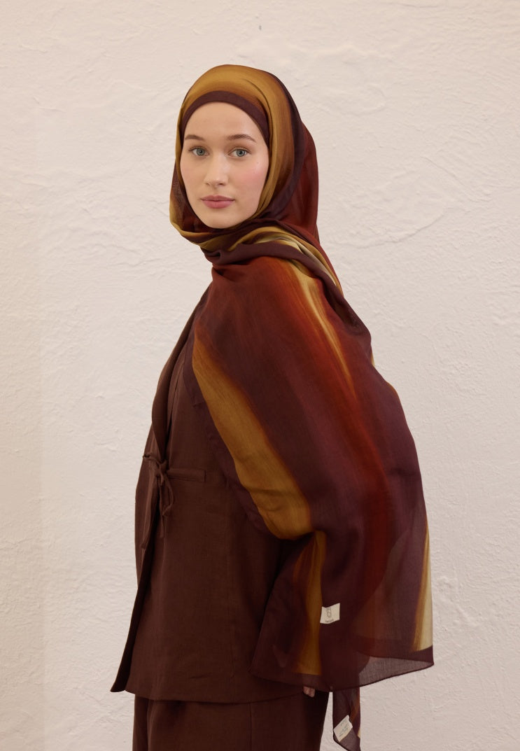 COLOR BRUSH PATTERN RAMI HIJAB BROWN