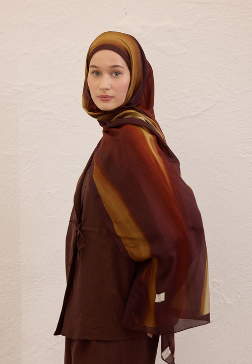 COLOR BRUSH PATTERN RAMI HIJAB BROWN