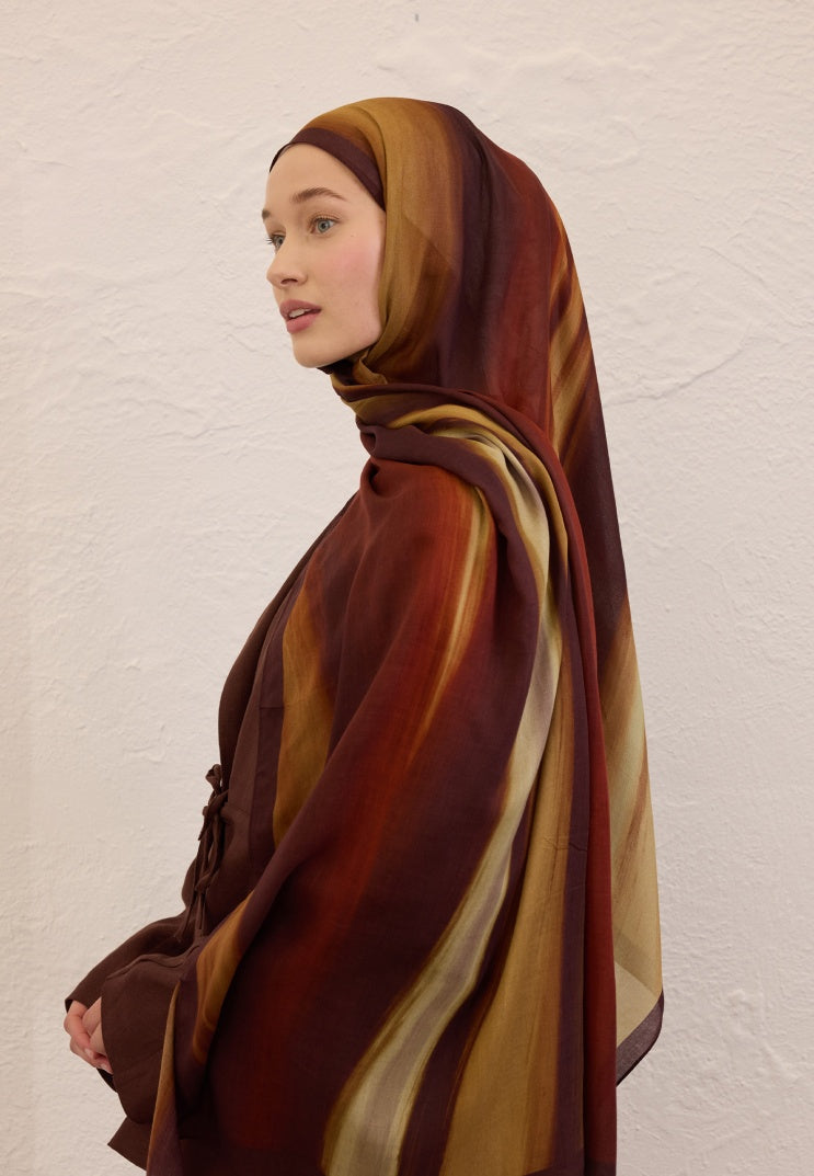 COLOR BRUSH PATTERN RAMI HIJAB BROWN