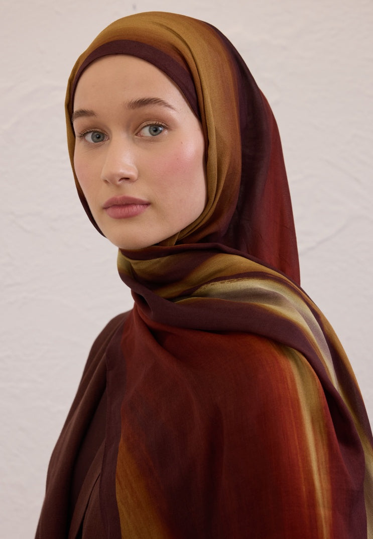 COLOR BRUSH PATTERN RAMI HIJAB BROWN