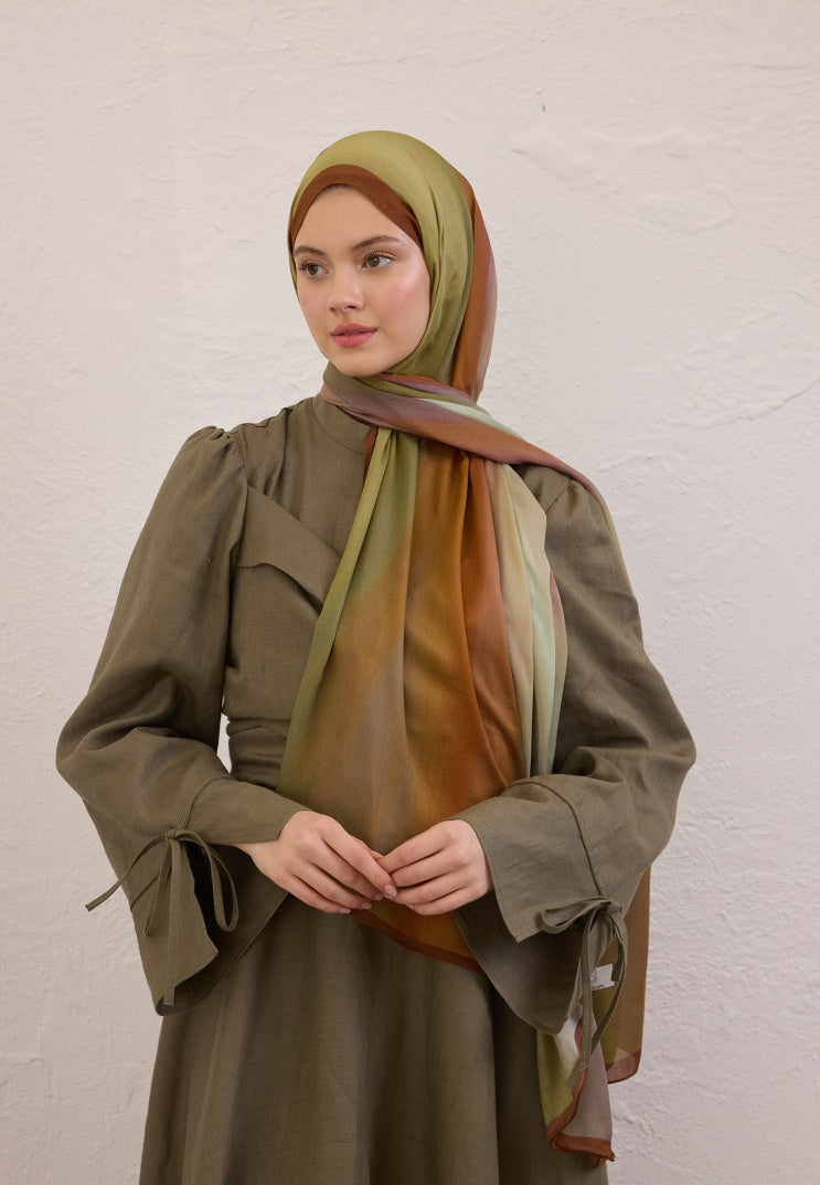 COLOR BRUSH PATTERN RAMI HIJAB SOFT GREEN