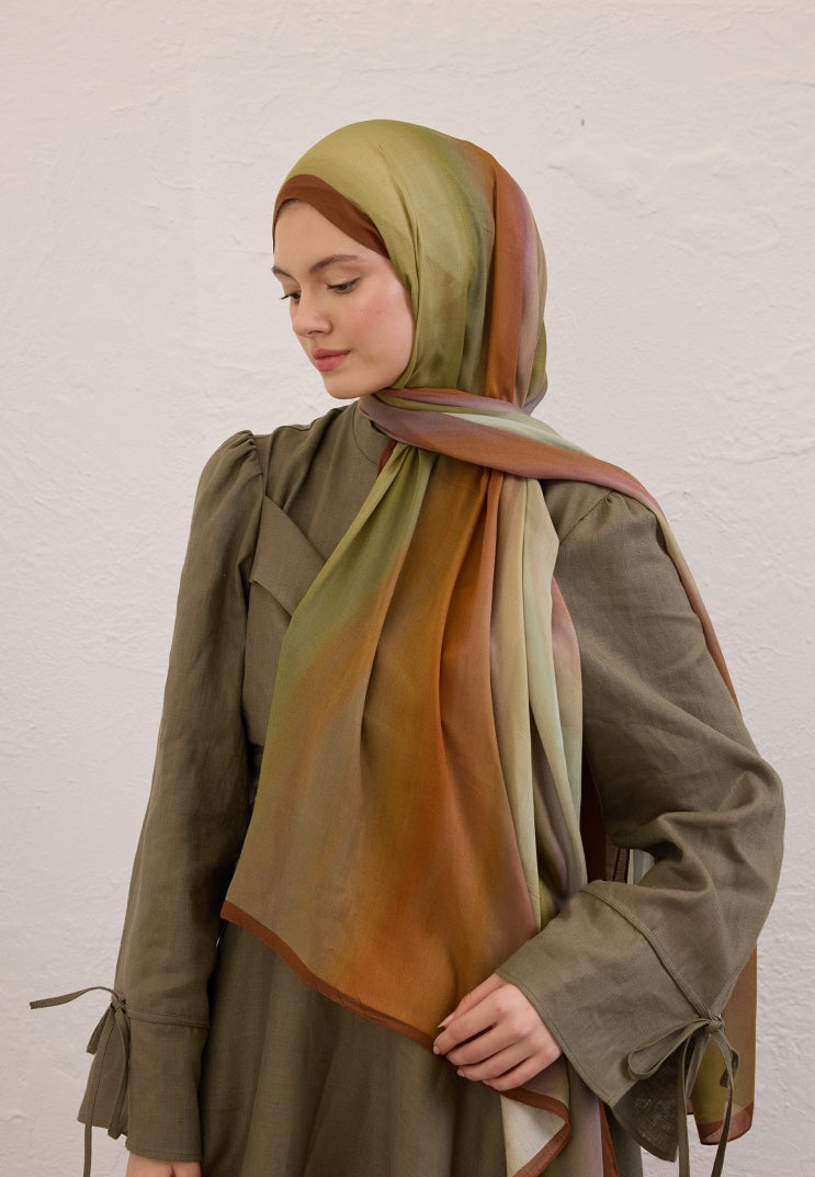 COLOR BRUSH PATTERN RAMI HIJAB SOFT GREEN