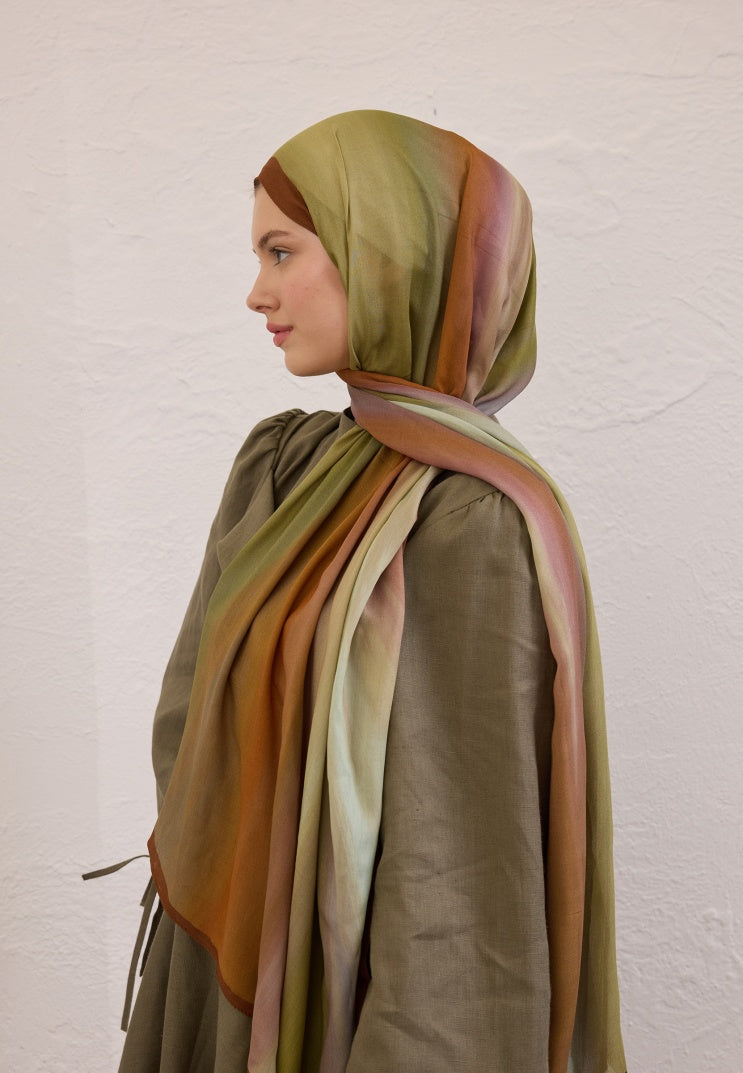 COLOR BRUSH PATTERN RAMI HIJAB SOFT GREEN