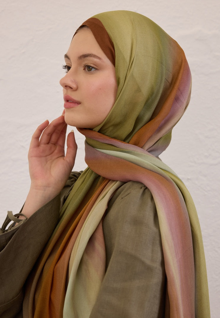 COLOR BRUSH PATTERN RAMI HIJAB SOFT GREEN