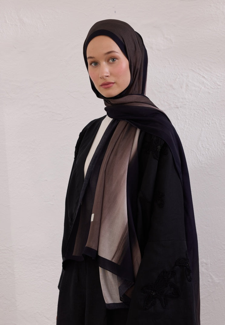 COLOR BRUSH PATTERN RAMI HIJAB BLACK