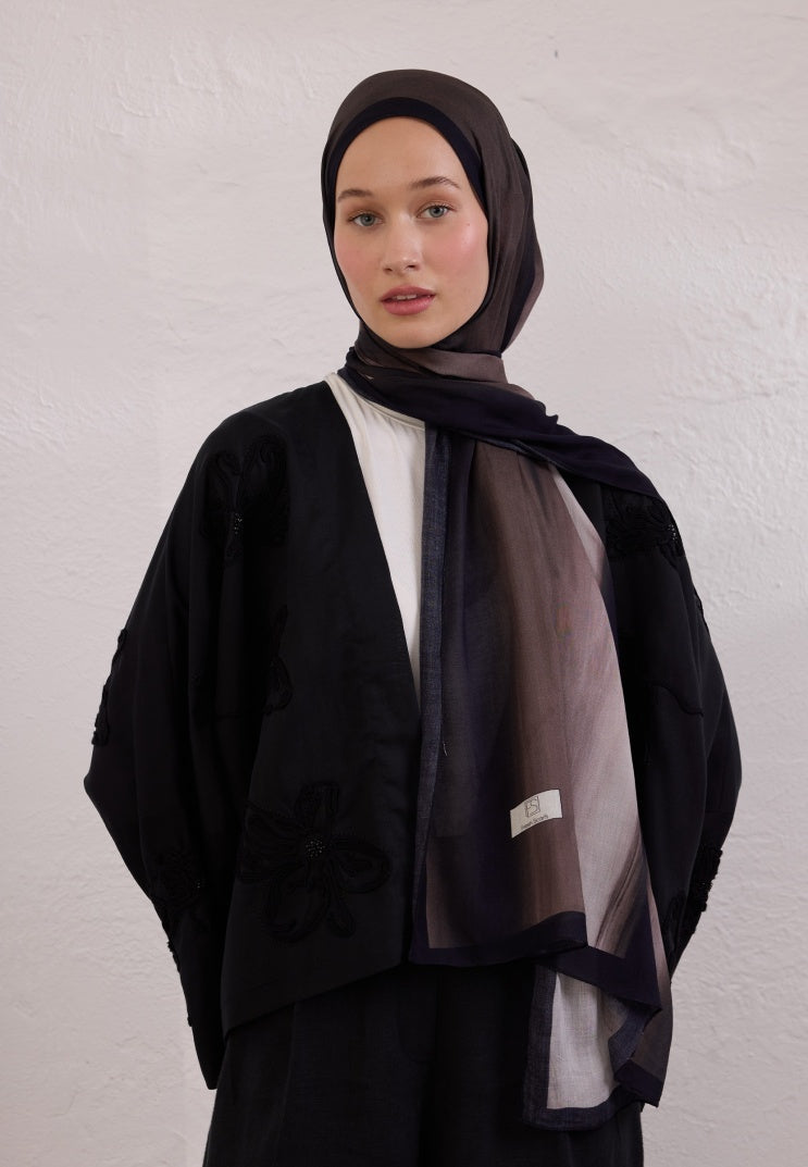 COLOR BRUSH PATTERN RAMI HIJAB BLACK