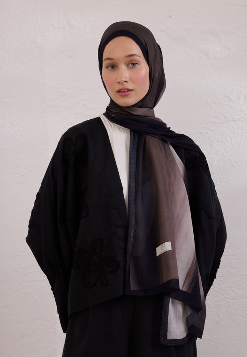 COLOR BRUSH PATTERN RAMI HIJAB BLACK