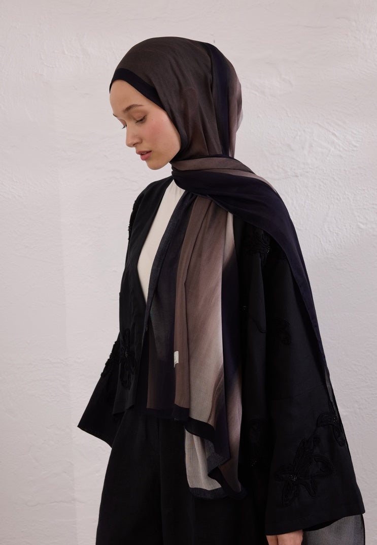COLOR BRUSH PATTERN RAMI HIJAB BLACK