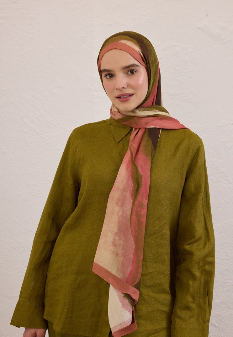 COLOR WAVES PATTERN RAMI HIJAB DRIED ROSE