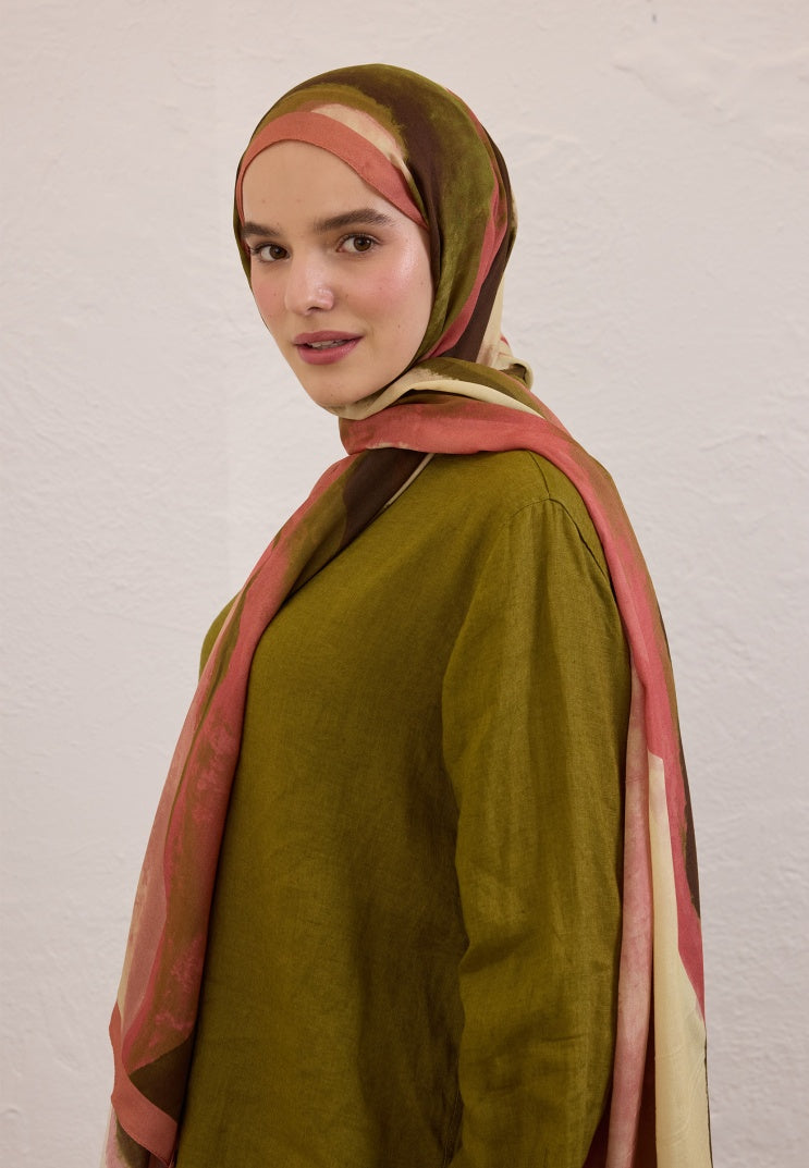 COLOR WAVES PATTERN RAMI HIJAB DRIED ROSE