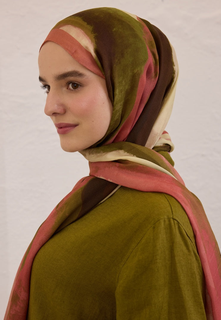 COLOR WAVES PATTERN RAMI HIJAB DRIED ROSE