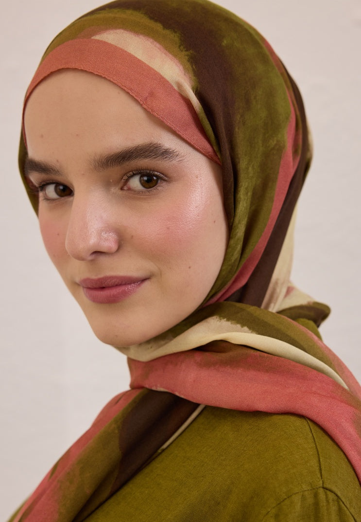 COLOR WAVES PATTERN RAMI HIJAB DRIED ROSE