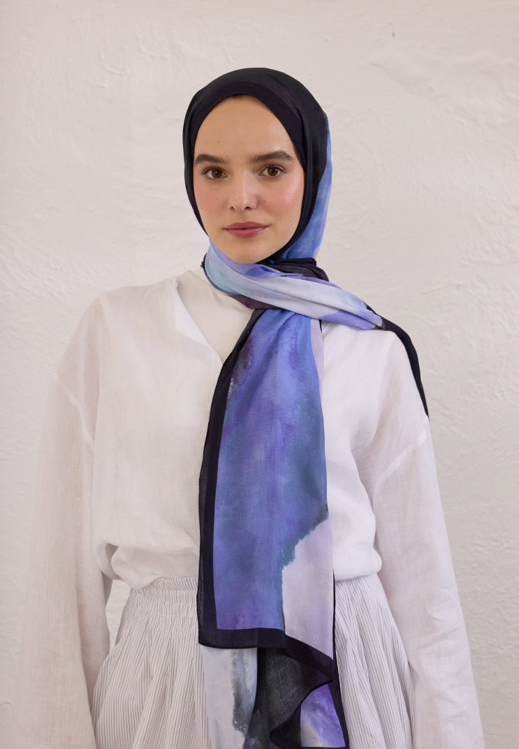 COLOR WAVES PATTERN RAMI HIJAB BLUE