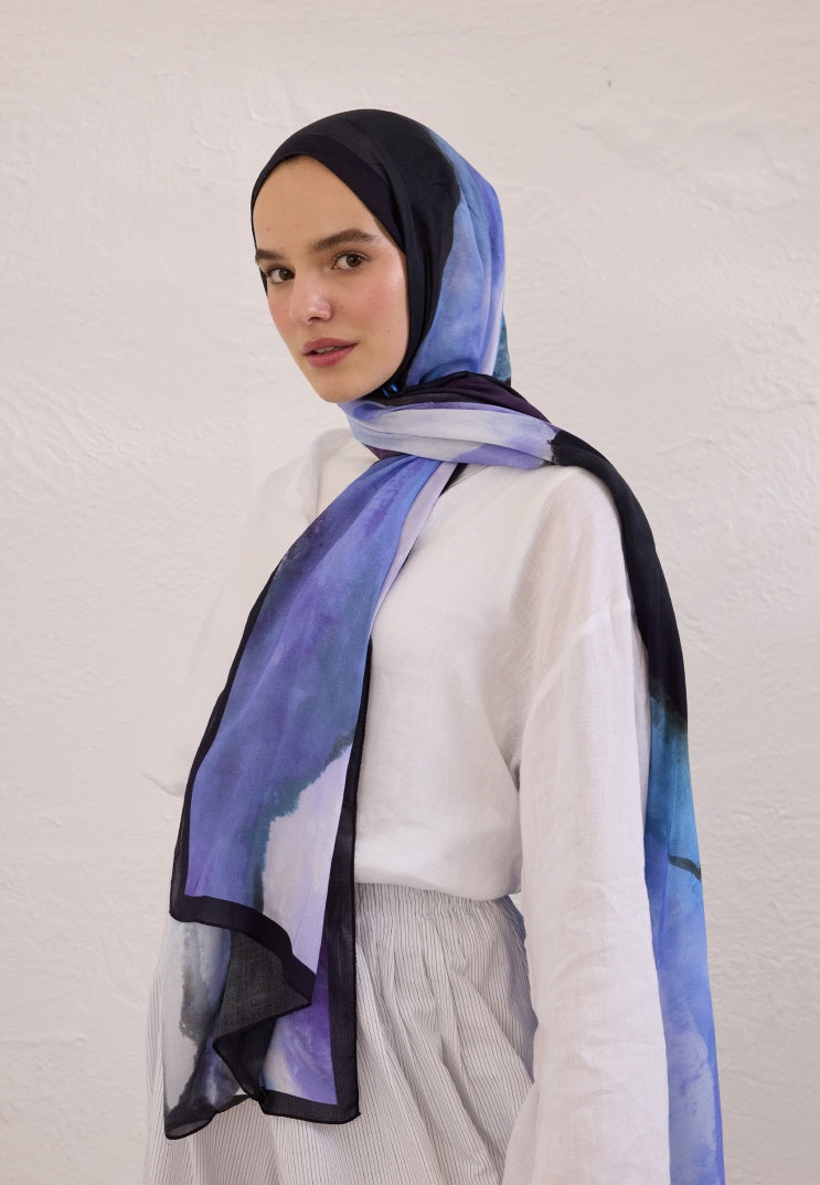 COLOR WAVES PATTERN RAMI HIJAB BLUE