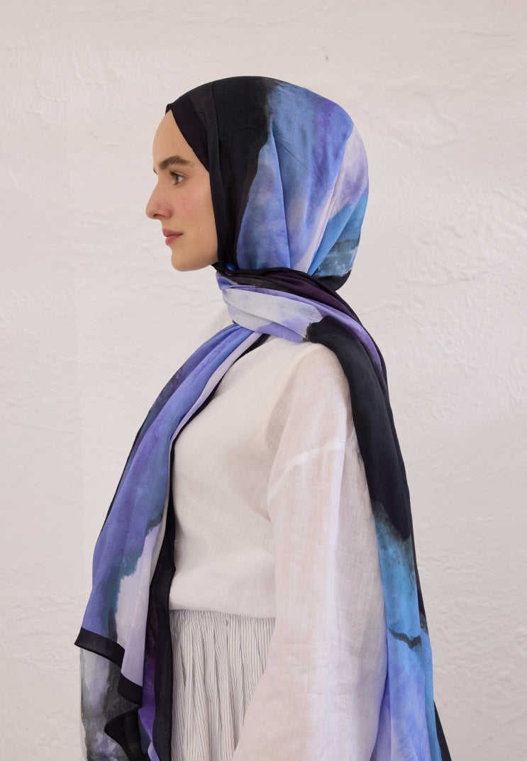 COLOR WAVES PATTERN RAMI HIJAB BLUE