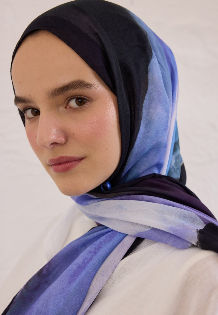COLOR WAVES PATTERN RAMI HIJAB BLUE