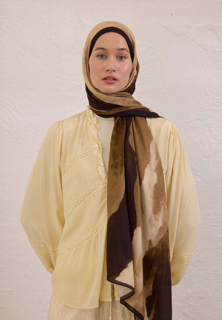 COLOR WAVES PATTERN RAMI HIJAB KHAKI