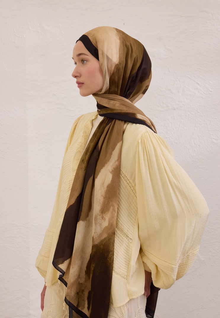 COLOR WAVES PATTERN RAMI HIJAB KHAKI