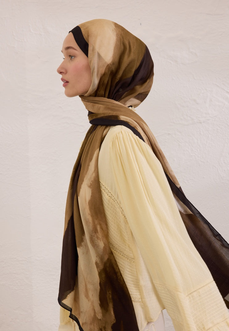 COLOR WAVES PATTERN RAMI HIJAB KHAKI