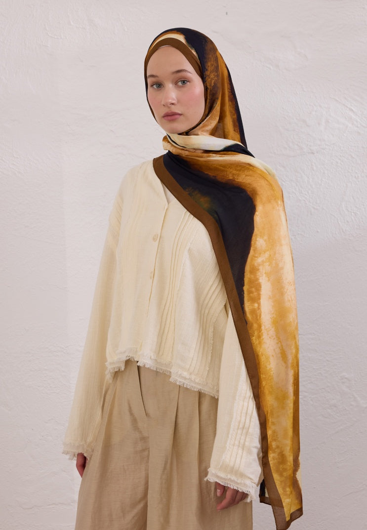 COLOR WAVES PATTERN RAMI HIJAB BROWN