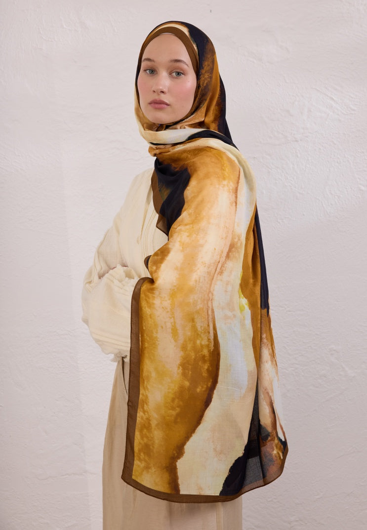 COLOR WAVES PATTERN RAMI HIJAB BROWN