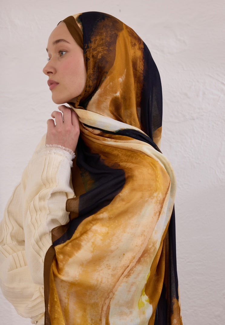 COLOR WAVES PATTERN RAMI HIJAB BROWN