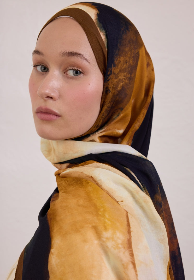 COLOR WAVES PATTERN RAMI HIJAB BROWN