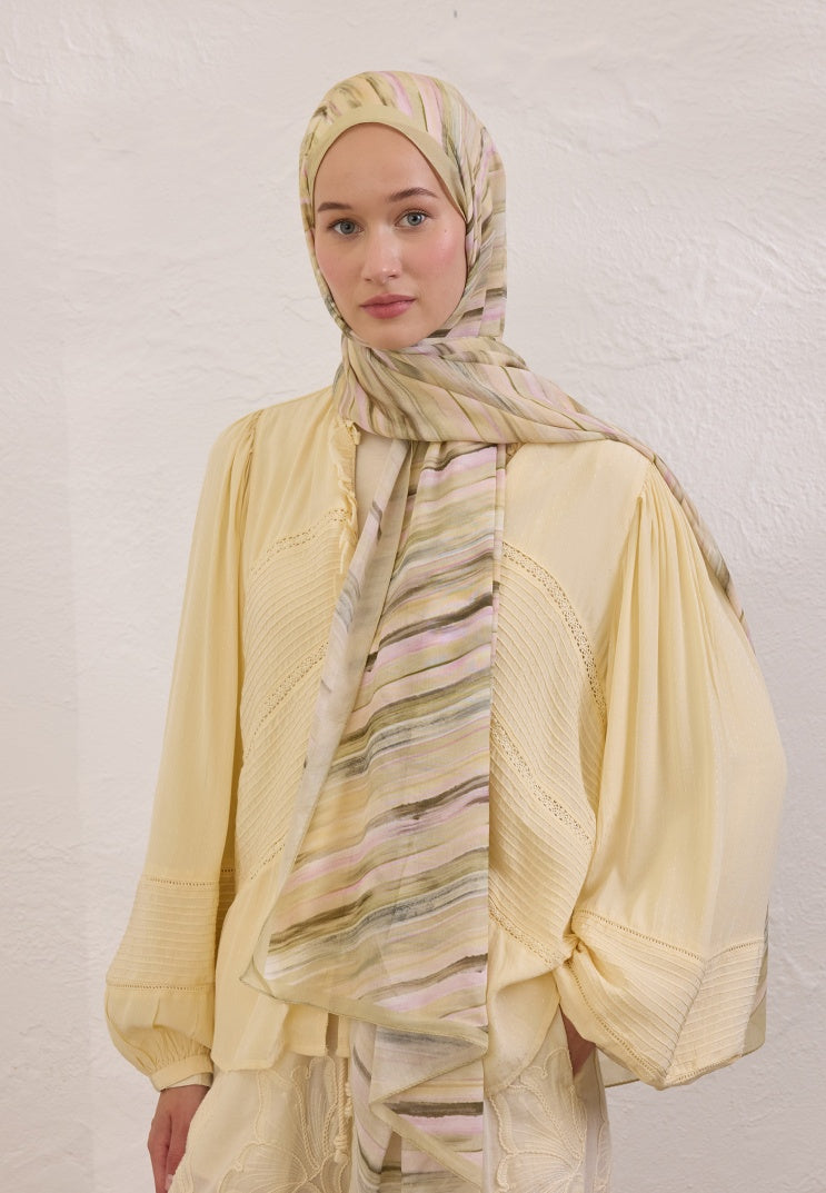 DEIA PATTERN RAMI HIJAB PASTEL YELLOW