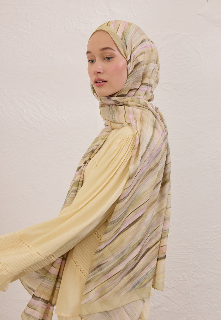 DEIA PATTERN RAMI HIJAB PASTEL YELLOW