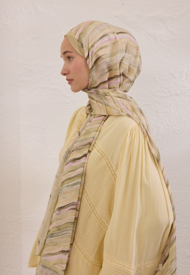 DEIA PATTERN RAMI HIJAB PASTEL YELLOW