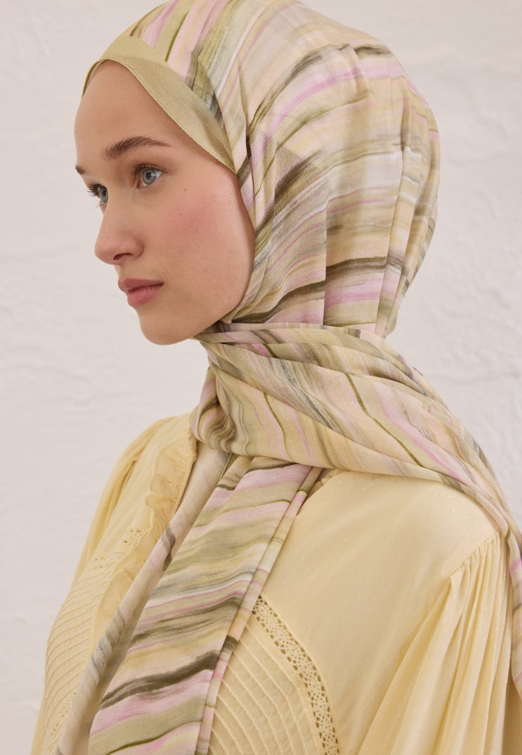 DEIA PATTERN RAMI HIJAB PASTEL YELLOW