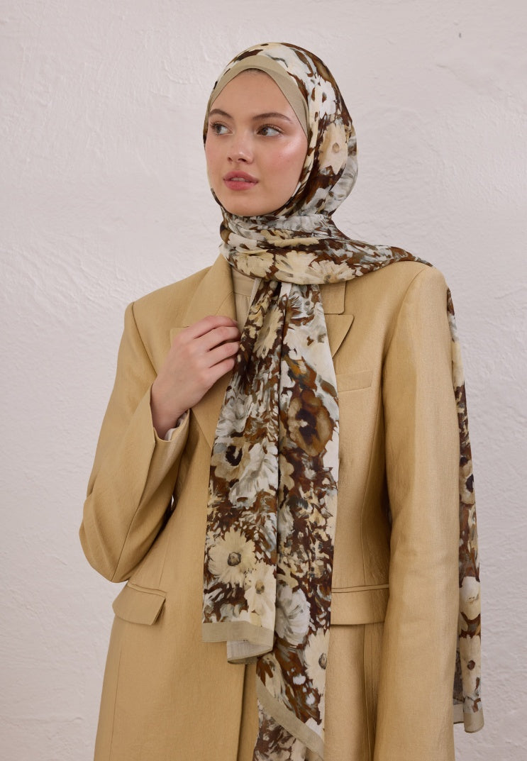 BEAUTY BLOSSOM PATTERN RAMI HIJAB MINK