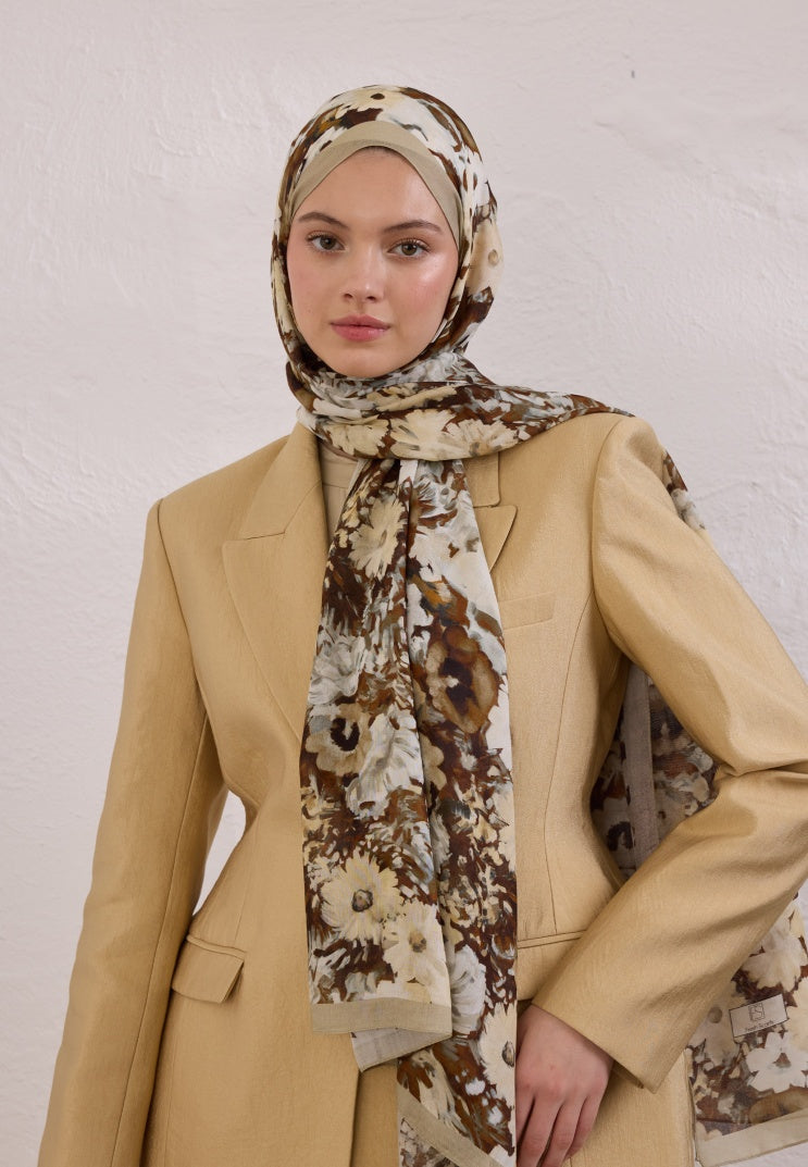 BEAUTY BLOSSOM PATTERN RAMI HIJAB MINK