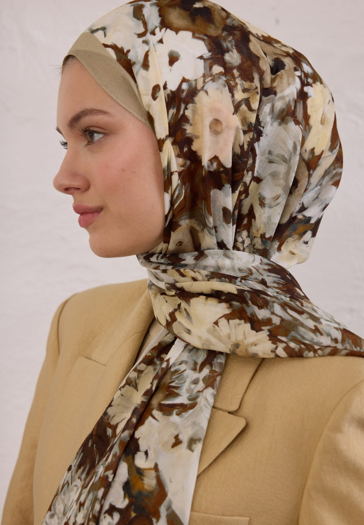 BEAUTY BLOSSOM PATTERN RAMI HIJAB MINK