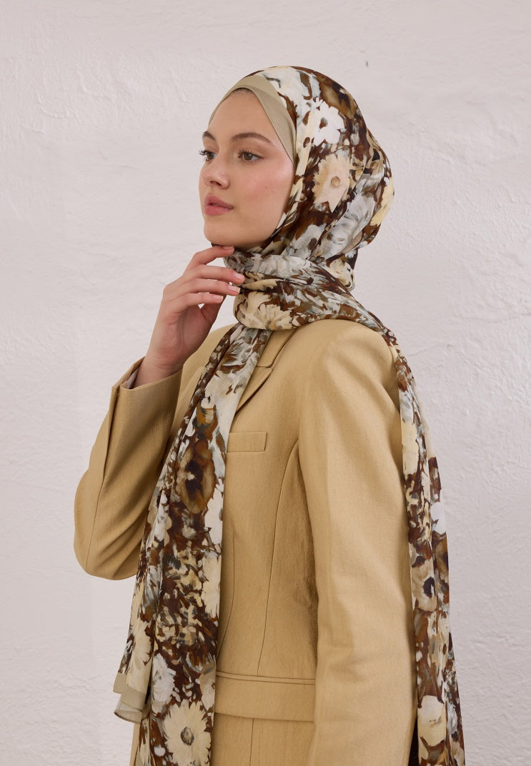 BEAUTY BLOSSOM PATTERN RAMI HIJAB MINK