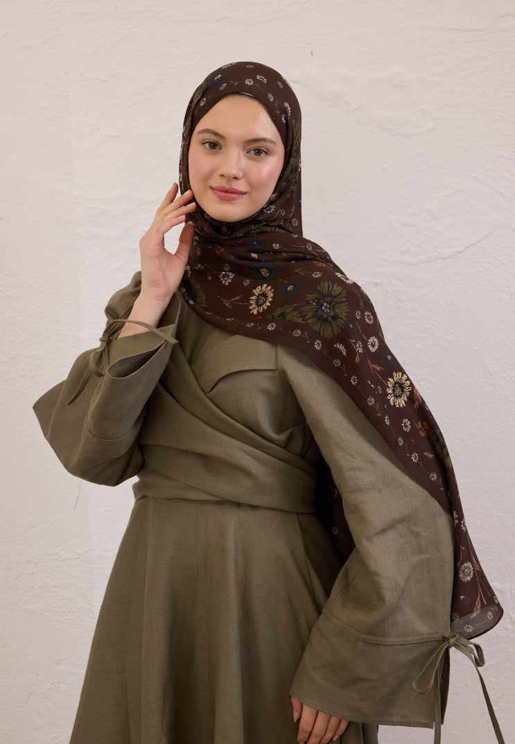 BLOOMING DAHLIA PATTERN RAMI HIJAB BROWN