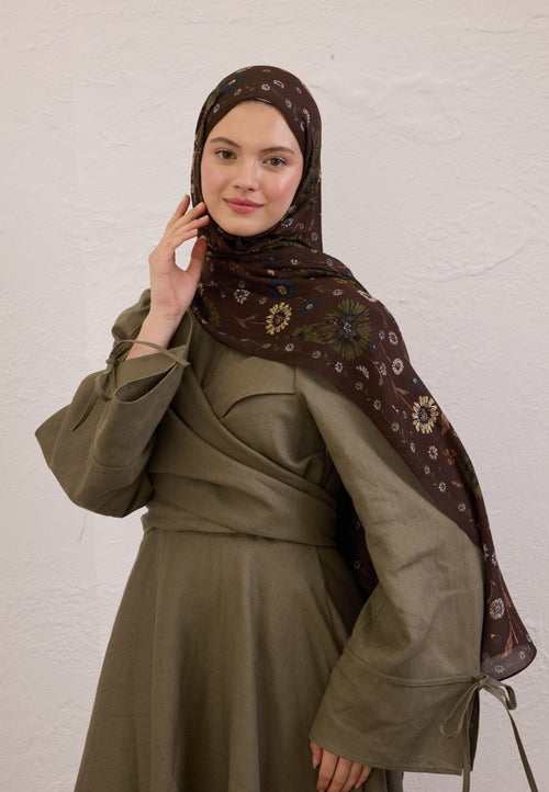 BLOOMING DAHLIA PATTERN RAMI HIJAB BROWN