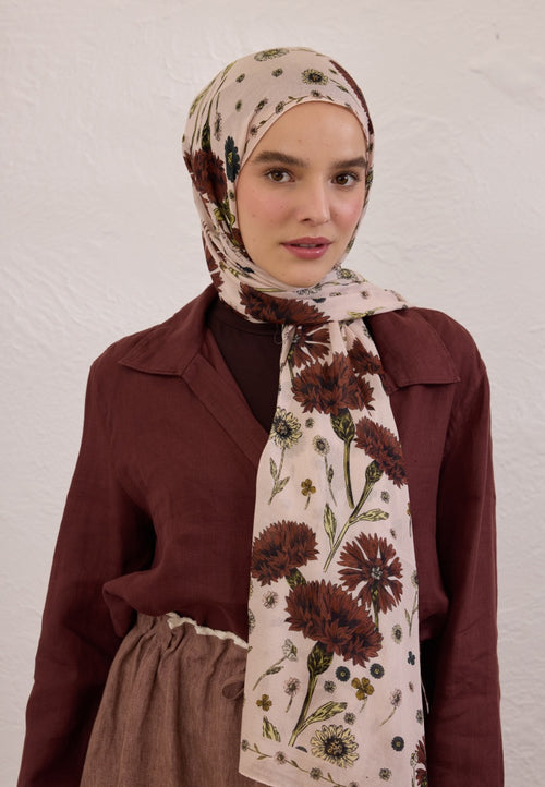 BLOOMING DAHLIA PATTERN RAMI HIJAB SOFT PINK