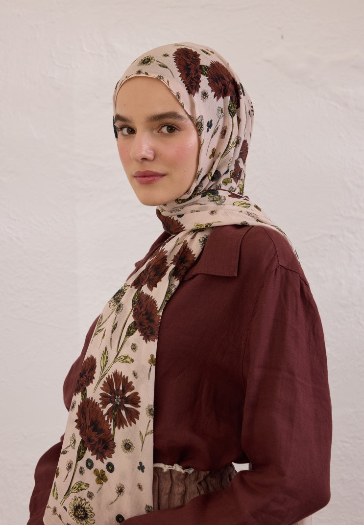 BLOOMING DAHLIA PATTERN RAMI HIJAB SOFT PINK