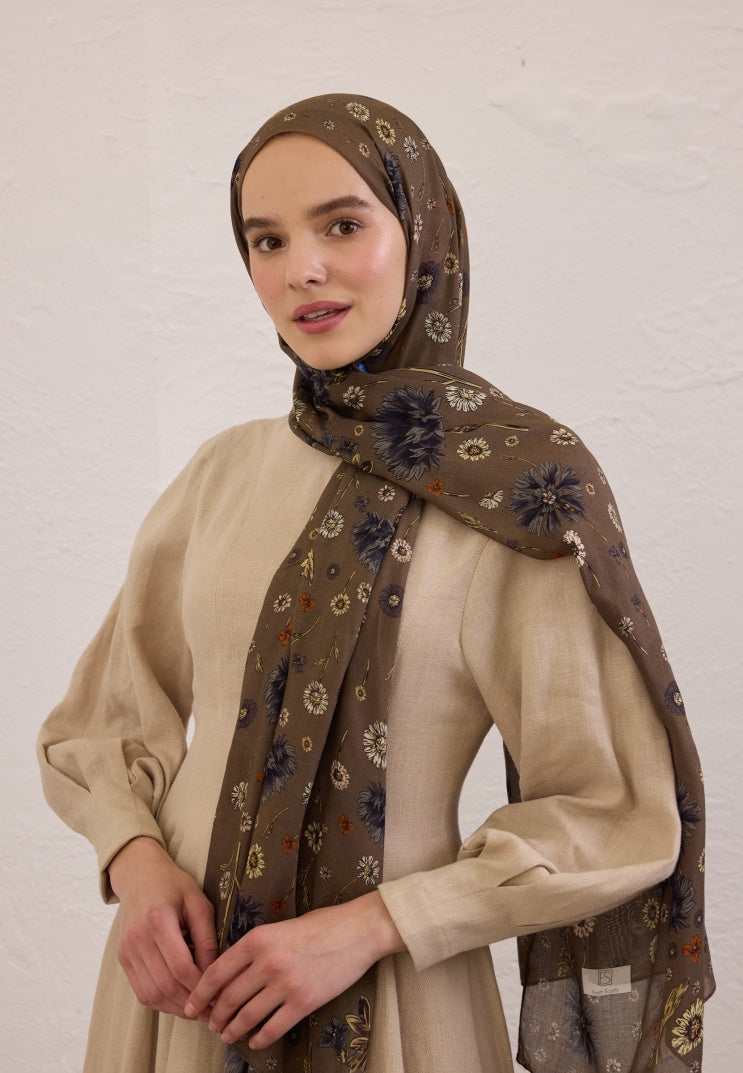BLOOMING DAHLIA PATTERN RAMY HIJAB MINK