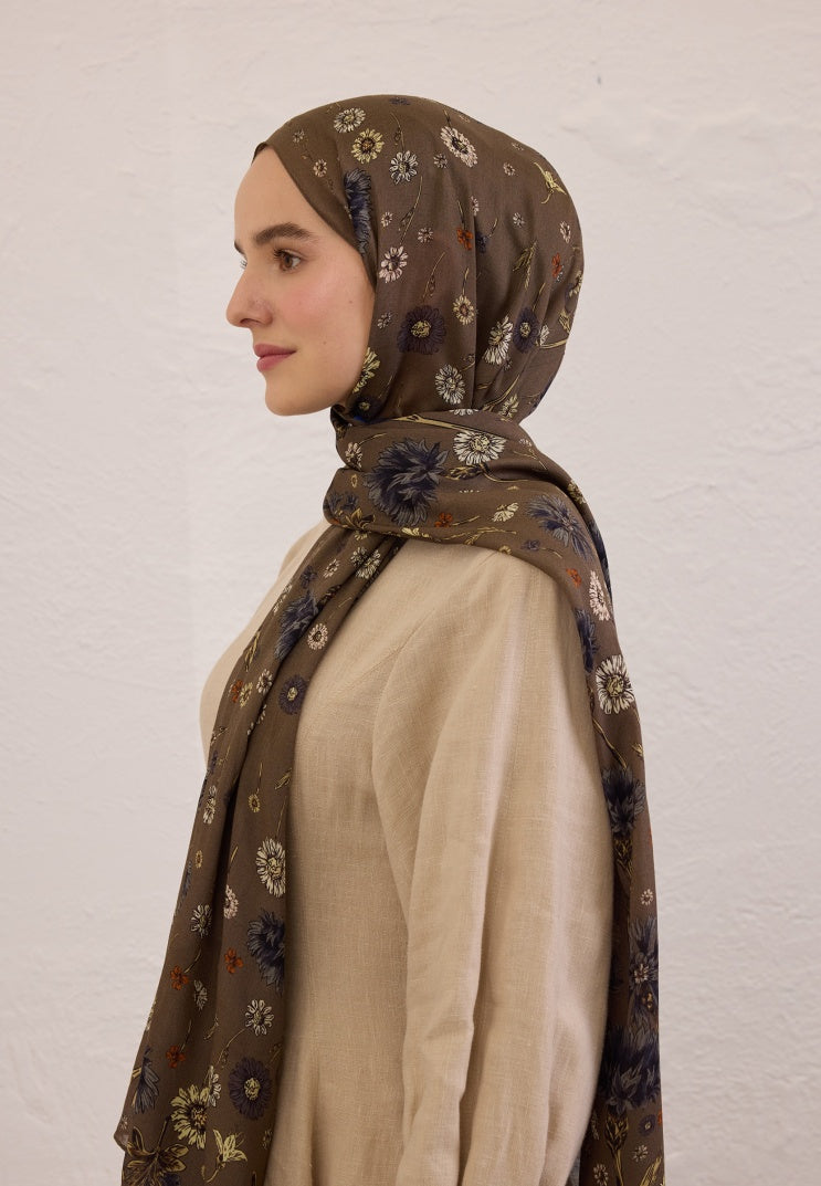 BLOOMING DAHLIA PATTERN RAMY HIJAB MINK