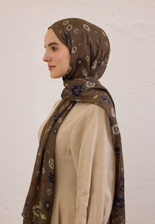 BLOOMING DAHLIA PATTERN RAMY HIJAB MINK